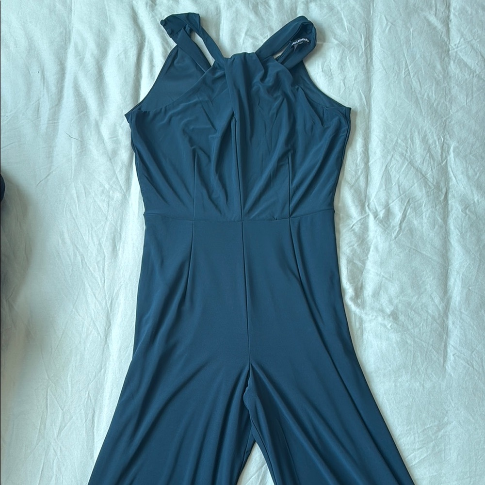 Nina Leonard Wide Leg Jumpsuit in Teal